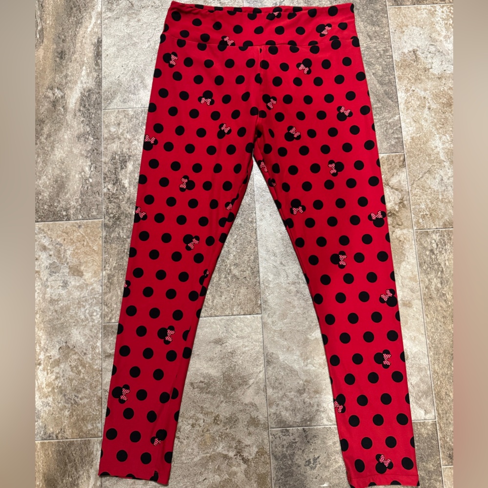 LuLaRoe x Mini-mouse Red Leggings with Black polka dots